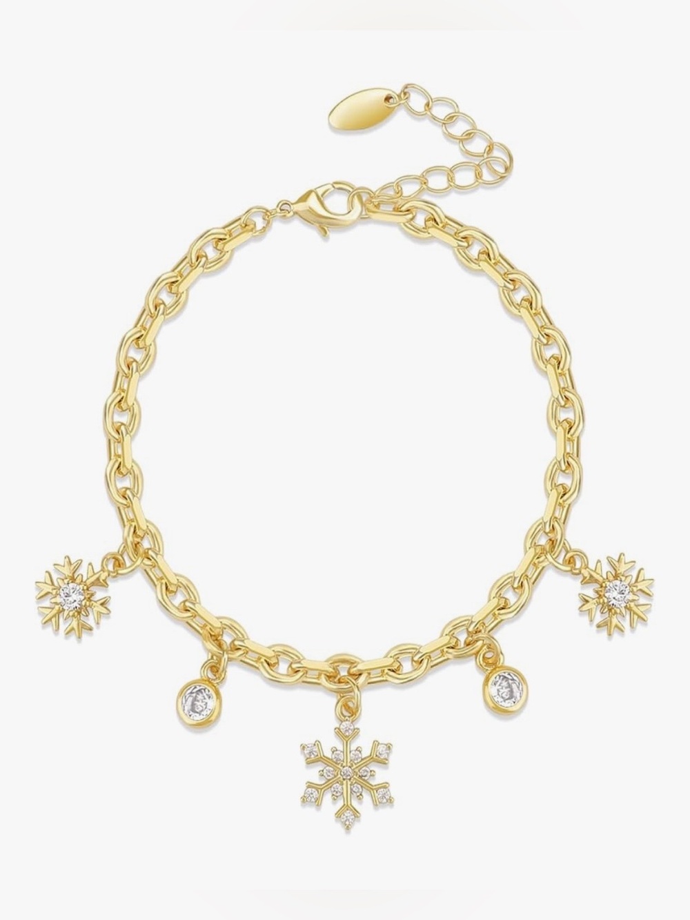 Gold Plated Snowflake Charm Bracelet
